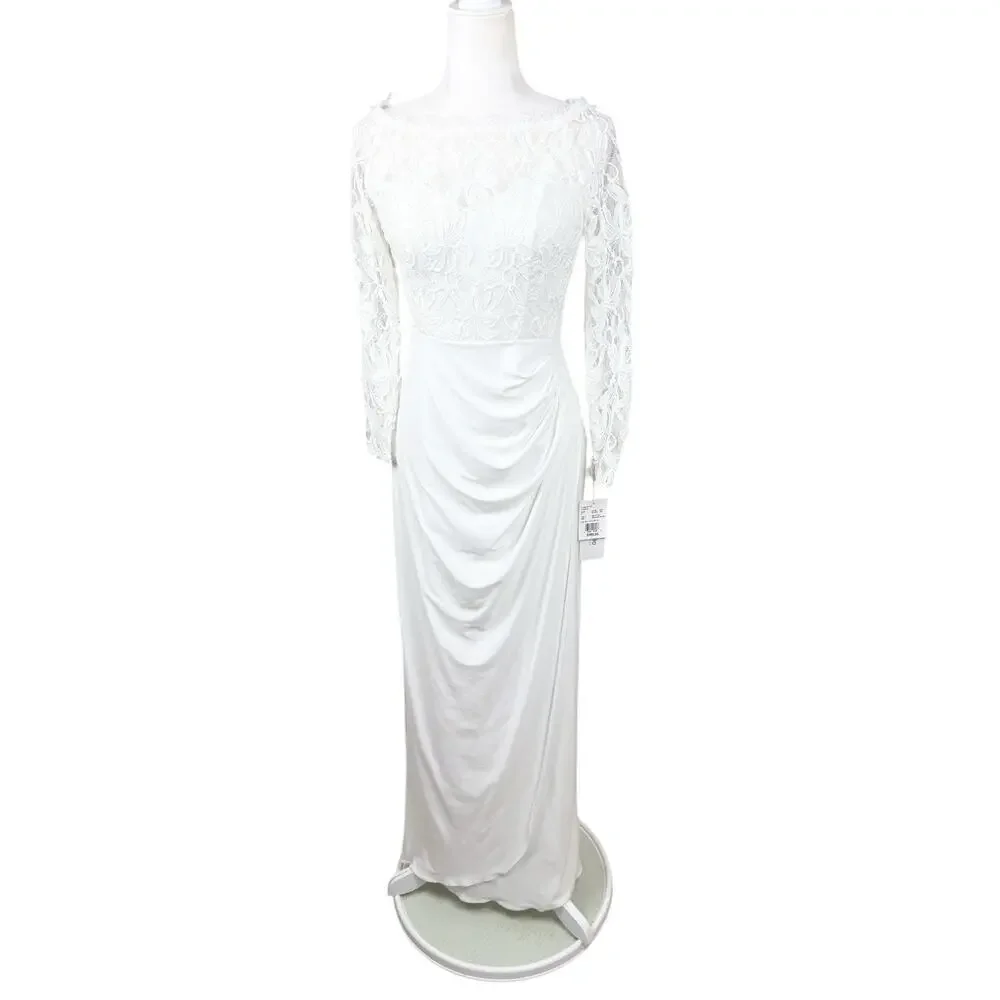 David’s Bridal DB Studio Wedding Dress Womens Size 4 Ivory Lace Elegant Gown New